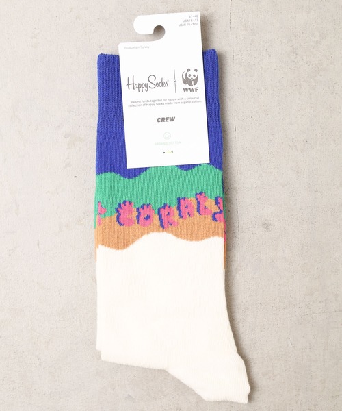 Happy Socks（ハッピーソックス）の「【HAPPY SOCKS】WWF(世界自然保護基金) コラボモデル（ソックス/靴下・メンズ・アイボリー/オレンジ/ブルー/ピンク/ホワイト・SMALL/MEDIUM）」の3枚目の写真