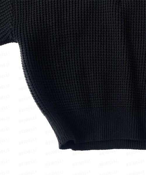 BEIDELLI（ベイデリー）の「[BELLIDE MADE] ワッフル編みハーフジップアップニット（ニット/セーター・レディース・アイボリー/グレー/ブラック・FREE）」の9枚目の写真