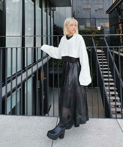 Figments（フィグメンツ）の「ニットボレロ（ニット/セーター・レディース・ブラック/ブルー/オフホワイト・FREE）」の18枚目の写真