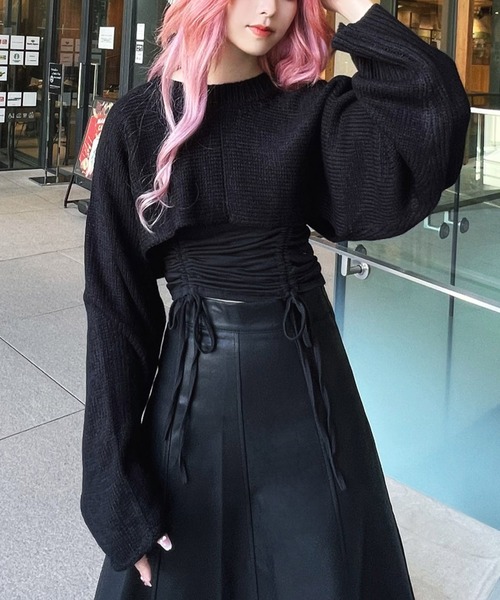 Figments（フィグメンツ）の「ニットボレロ（ニット/セーター・レディース・ブラック/ブルー/オフホワイト・FREE）」の15枚目の写真