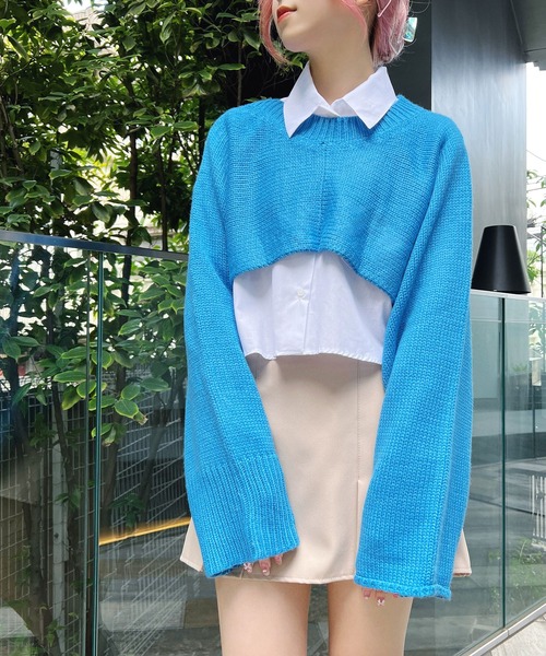 Figments（フィグメンツ）の「ニットボレロ（ニット/セーター・レディース・ブラック/ブルー/オフホワイト・FREE）」の11枚目の写真