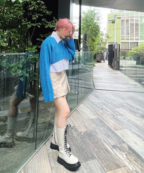 Figments（フィグメンツ）の「ニットボレロ（ニット/セーター・レディース・ブラック/ブルー/オフホワイト・FREE）」の12枚目の写真