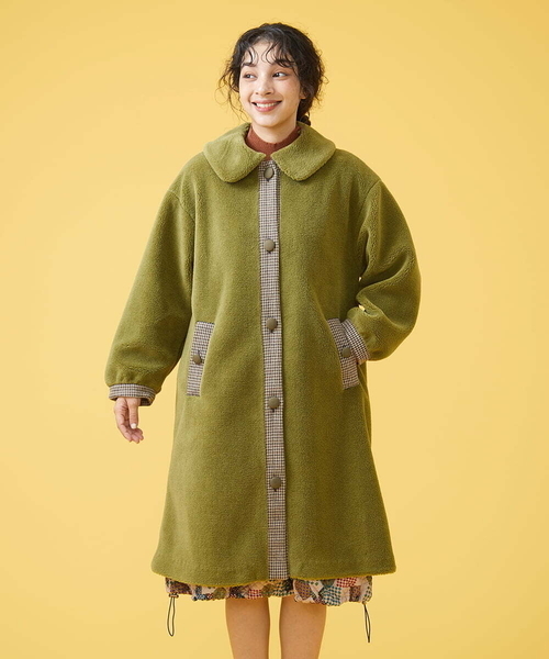 美品 Jocomomola ホコモモラ Bestia ボア ロングコート Jocomomola（ホコモモラ）の「Bestia ボア ロングコート（ステン