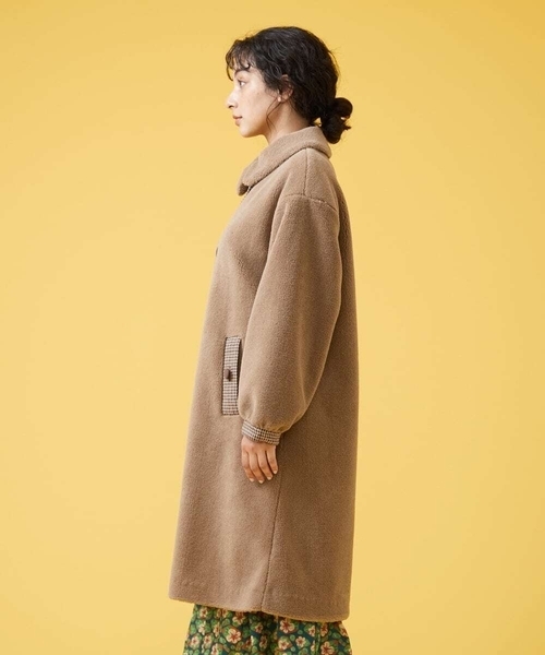 美品 Jocomomola ホコモモラ Bestia ボア ロングコート Jocomomola（ホコモモラ）の「Bestia ボア ロングコート（ステン