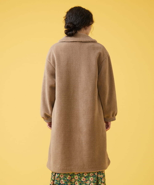 美品 Jocomomola ホコモモラ Bestia ボア ロングコート Jocomomola（ホコモモラ）の「Bestia ボア ロングコート（ステン