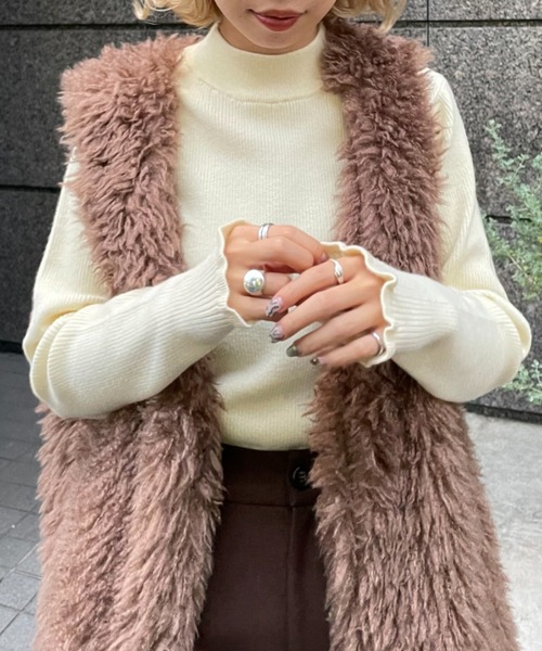 CIAOPANIC(チャオパニック)の「モックネックフレアスリーブニットプルオーバー(ニット/セーター・レディース・オフホワイト/ブラック/グリーン/ブルー・FREE)」の22枚目の写真