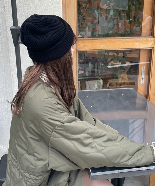 LE MORE（リモア）の「カラーリブニット帽（ニットキャップ/ビーニー・レディース・ピンク/ブラック/ベージュ/アイボリー・FREE）」の3枚目の写真