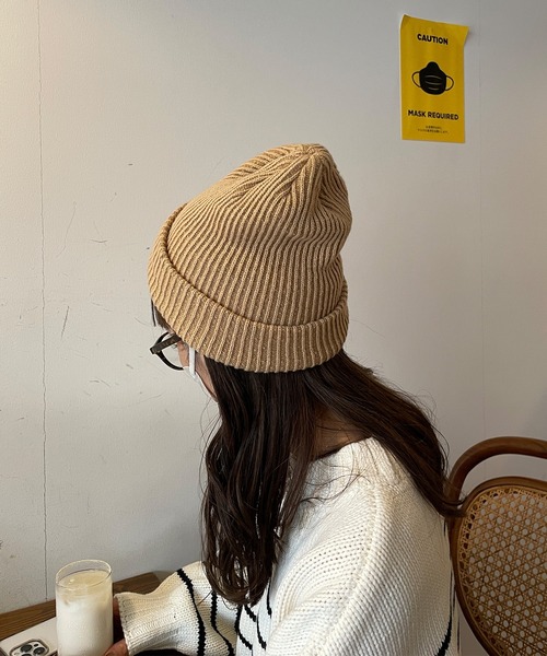 LE MORE（リモア）の「カラーリブニット帽（ニットキャップ/ビーニー・レディース・ピンク/ブラック/ベージュ/アイボリー・FREE）」の13枚目の写真