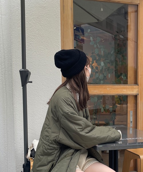 LE MORE（リモア）の「カラーリブニット帽（ニットキャップ/ビーニー・レディース・ピンク/ブラック/ベージュ/アイボリー・FREE）」の7枚目の写真