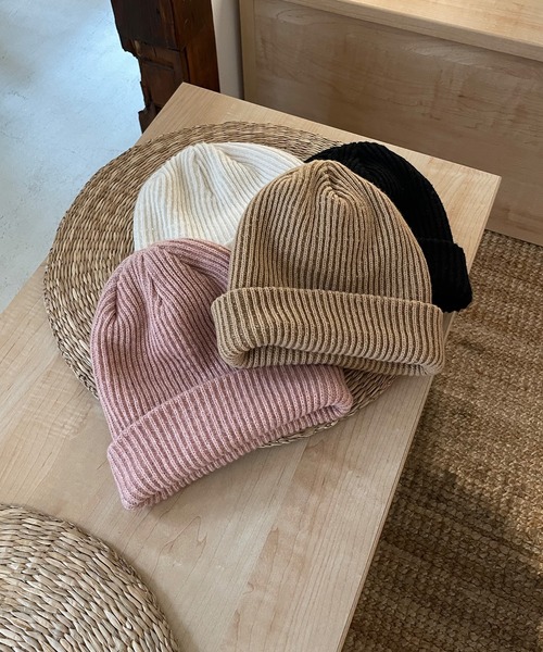 LE MORE（リモア）の「カラーリブニット帽（ニットキャップ/ビーニー・レディース・ピンク/ブラック/ベージュ/アイボリー・FREE）」の14枚目の写真