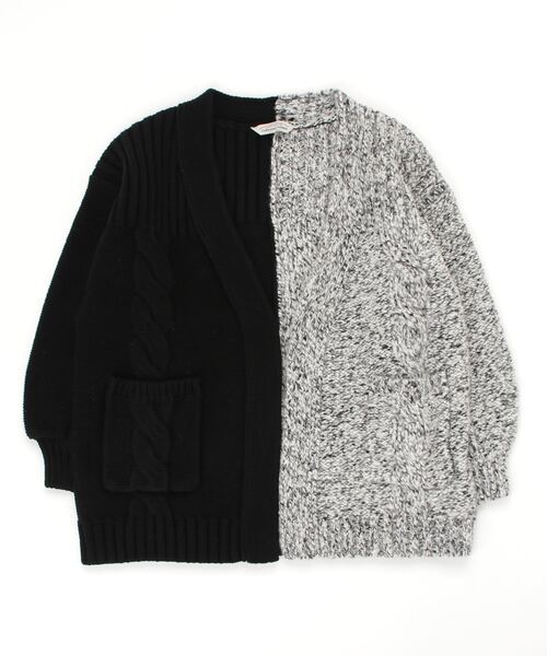 Torrazzo Donna（トラッゾドンナ）の「TORRAZZODONNA(トラッゾドンナ) Bicolor Mode Tops/バイカラーニット（カーディガン/ボレロ・レディース・ブラック/ホワイト・F）」の3枚目の写真