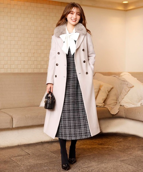 SWINGLE（スウィングル）の「2WAYボウタイツイードドレスワンピース