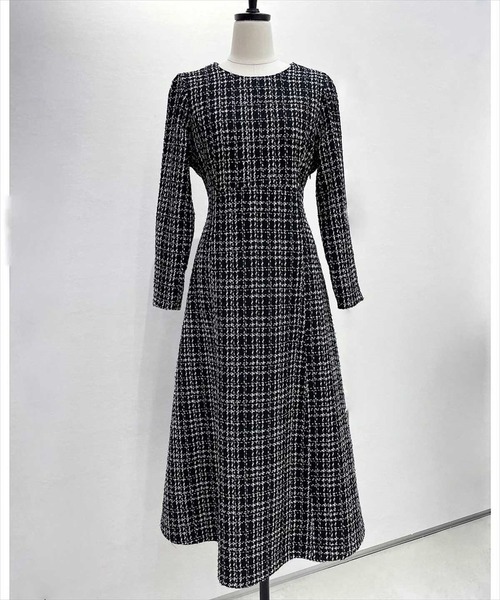 SWINGLE（スウィングル）の「2WAYボウタイツイードドレスワンピース