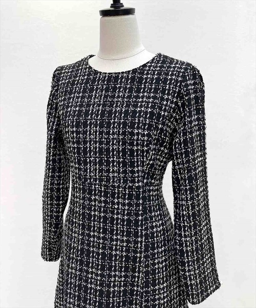 SWINGLE（スウィングル）の「2WAYボウタイツイードドレスワンピース