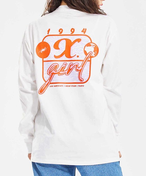 X-girl（エックスガール）の「COSMIC L/S TEE（Tシャツ/カットソー・レディース・ライトグリーン/ホワイト/ブラック・XL/S/L/M）」の2枚目の写真