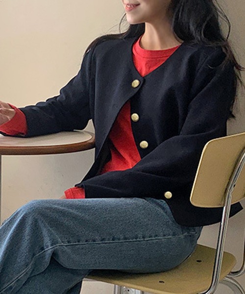 新品❣️　豪華なレディースノーカラージャケット1点 セール】レディース 金釦ラグランノーカラージャケット（ノー