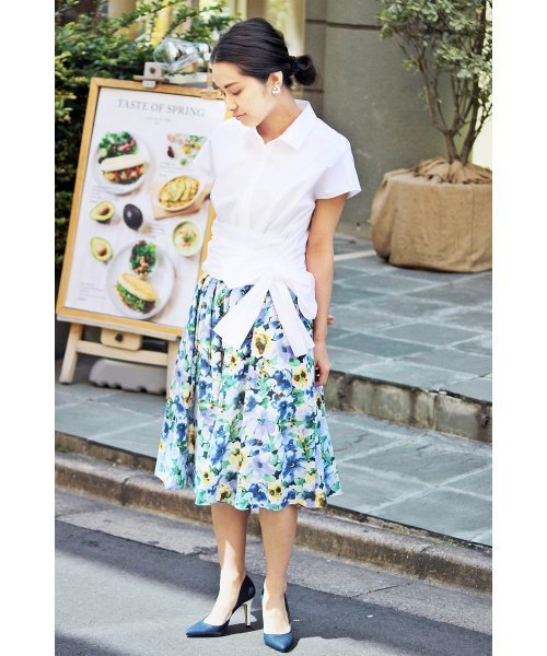 La TOTALITE（ラトータリテ）の「サトウサンコラボ.フラワーフレアースカート。（スカート・レディース・ネイビー/ピンク・38/36）」の15枚目の写真