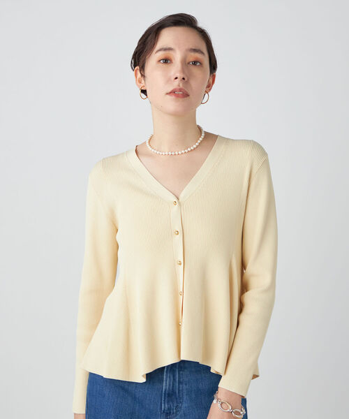 NOLLEY’S Sophi(ノーリーズソフィ)の「《手洗い可能》リブフレアVネックカーディガン(カーディガン/ボレロ・レディース・ホワイト/ラベンダー/クリーム・38)」の10枚目の写真