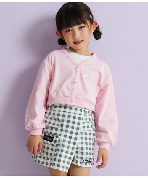 ANAP kids（アナップキッズ）の「ショート裏毛カーディガン×ロンTセット【ジュニアお揃い】（カーディガン/ボレロ・キッズ・ブラック/ベビーピンク・110cm/130cm/120cm）」の4枚目の写真