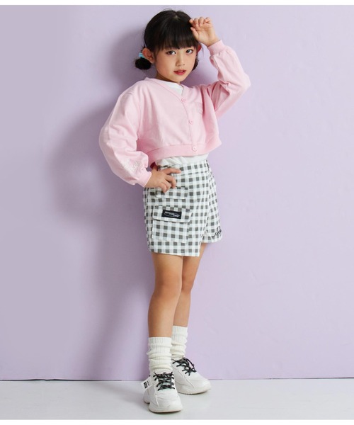 ANAP kids（アナップキッズ）の「ショート裏毛カーディガン×ロンTセット【ジュニアお揃い】（カーディガン/ボレロ・キッズ・ブラック/ベビーピンク・110cm/130cm/120cm）」の8枚目の写真