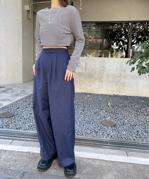 mline（エムライン）の「[mline]ボーダーギャザーリボントップス（Tシャツ/カットソー・レディース・オフホワイト/グリーン/レッド・FREE）」の9枚目の写真