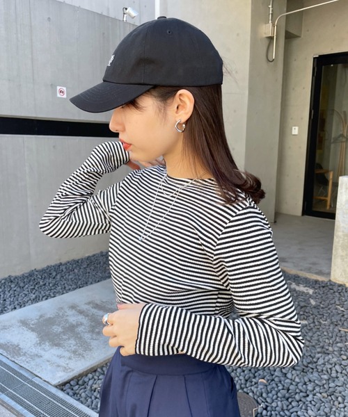 mline（エムライン）の「[mline]ボーダーギャザーリボントップス（Tシャツ/カットソー・レディース・オフホワイト/グリーン/レッド・FREE）」の10枚目の写真