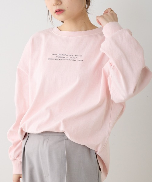PUAL CE CIN（ピュアルセシン）の「ロゴプリント2WAYカットソー（Tシャツ/カットソー・レディース・ピンク/ベージュ/オフホワイト/ブルー・FREE）」の4枚目の写真