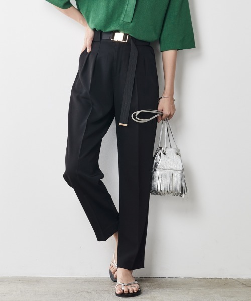 CHIC STYLE（シックスタイル）の「＜大きいサイズ＞ベルト付テーパードパンツ シックスタイル（その他パンツ・レディース・ブラック/モカ・L/LL/4L/5L/3L）」の6枚目の写真