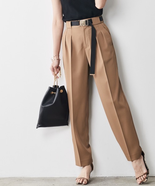 CHIC STYLE（シックスタイル）の「＜大きいサイズ＞ベルト付テーパードパンツ シックスタイル（その他パンツ・レディース・ブラック/モカ・L/LL/4L/5L/3L）」の21枚目の写真