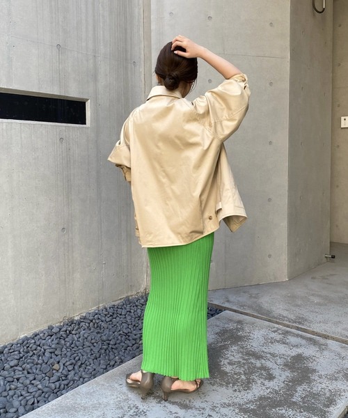 COLLAGE GALLARDAGALANTE（コラージュガリャルダガランテ）の「リブニットタイトワンピース（ワンピース・レディース・チャコールグレー/アイボリー/グリーン・FREE/PM）」の12枚目の写真