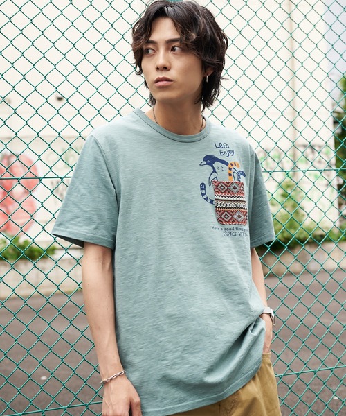 Blue Standard (ブルースタンダード)の「【BLUE STANDARD/ブルースタンダード】別注 ペンギンポケット付き Tシャツ ジャガード スラブ さらさら素材(Tシャツ/カットソー・メンズ・その他4/その他3/その他2/その他1/その他・LARGE/SMALL/X-LARGE/MEDIUM)」の3枚目の写真