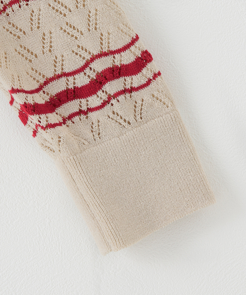ALLEGE(アレッジ)の「【ALLEGE / アレッジ】OPENWARK BORDER CARDIGAN(カーディガン/ボレロ・メンズ・ベージュ/ブラック・3/4)」の15枚目の写真