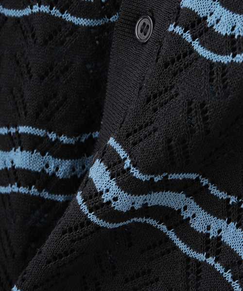 ALLEGE(アレッジ)の「【ALLEGE / アレッジ】OPENWARK BORDER CARDIGAN(カーディガン/ボレロ・メンズ・ベージュ/ブラック・3/4)」の10枚目の写真