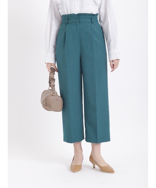 Te chichi(テチチ)の「麻調フリルベルトワイドクロップトパンツ(その他パンツ・レディース・ベージュ/ネイビー/グリーン・SMALL/MEDIUM)」の2枚目の写真