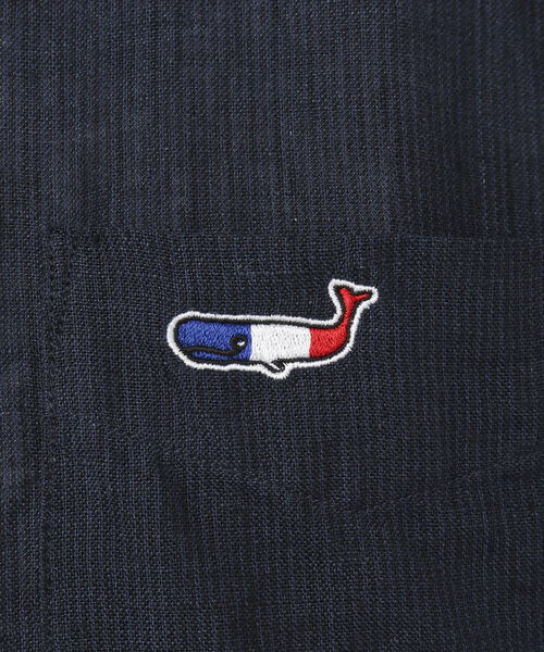 NOLLEY'S goodman（ノーリーズグッドマン）の「クジラ刺しゅう リネンボタンダウン半袖シャツ（シャツ/ブラウス・メンズ・ネイビー/レッド/ブラック/イエロー/ブルー・S/M/L/XL）」の6枚目の写真