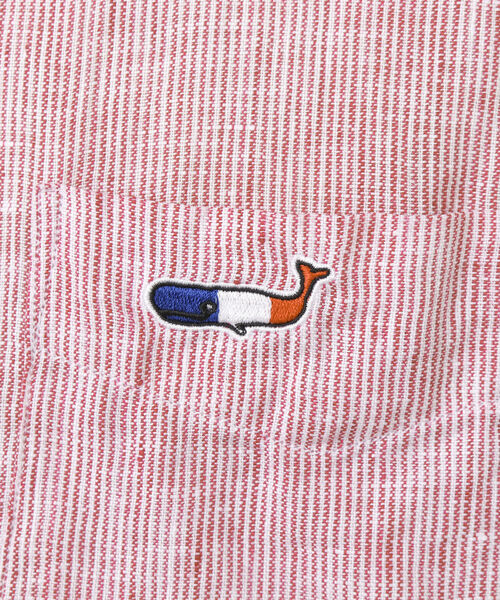 NOLLEY'S goodman（ノーリーズグッドマン）の「クジラ刺しゅう リネンボタンダウン半袖シャツ（シャツ/ブラウス・メンズ・ネイビー/レッド/ブラック/イエロー/ブルー・S/M/L/XL）」の12枚目の写真