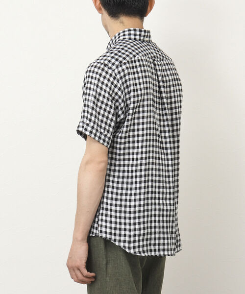 NOLLEY'S goodman（ノーリーズグッドマン）の「クジラ刺しゅう リネンボタンダウン半袖シャツ（シャツ/ブラウス・メンズ・ネイビー/レッド/ブラック/イエロー/ブルー・S/M/L/XL）」の16枚目の写真