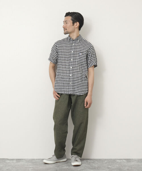 NOLLEY'S goodman（ノーリーズグッドマン）の「クジラ刺しゅう リネンボタンダウン半袖シャツ（シャツ/ブラウス・メンズ・ネイビー/レッド/ブラック/イエロー/ブルー・S/M/L/XL）」の17枚目の写真