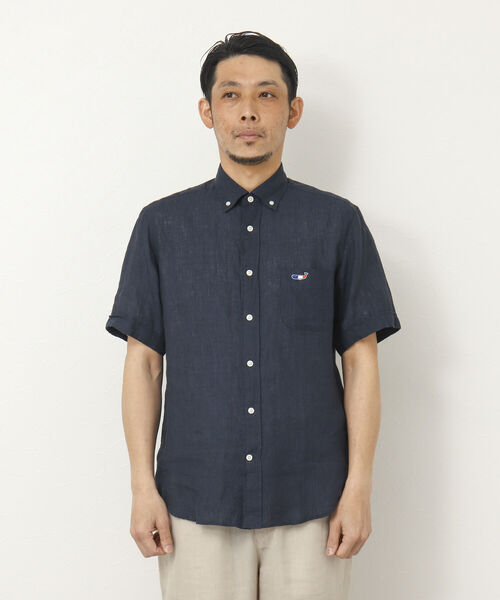 NOLLEY'S goodman（ノーリーズグッドマン）の「クジラ刺しゅう リネンボタンダウン半袖シャツ（シャツ/ブラウス・メンズ・ネイビー/レッド/ブラック/イエロー/ブルー・S/M/L/XL）」の19枚目の写真