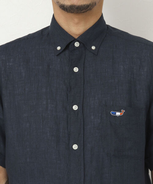 NOLLEY'S goodman（ノーリーズグッドマン）の「クジラ刺しゅう リネンボタンダウン半袖シャツ（シャツ/ブラウス・メンズ・ネイビー/レッド/ブラック/イエロー/ブルー・S/M/L/XL）」の22枚目の写真