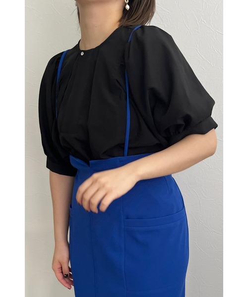 palm RICHE(ポームリシュ)の「スパンブロードタックブラウス(シャツ/ブラウス・レディース・ブラック/オレンジ/ブルー/オフホワイト・M)」の8枚目の写真