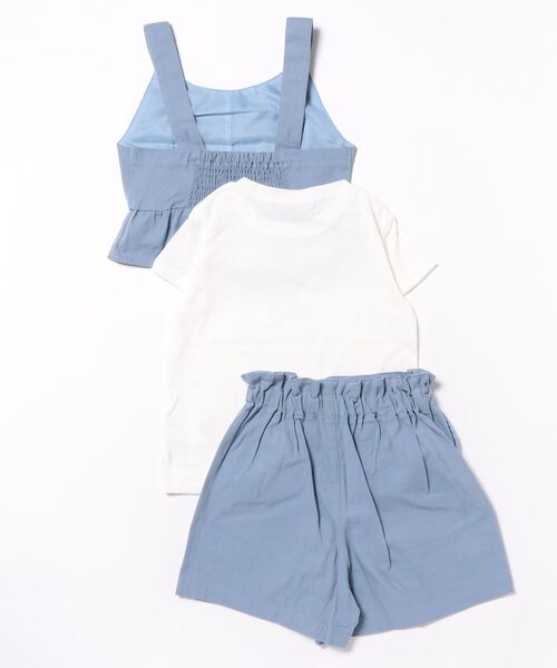 LOVETOXIC（ラブトキシック）の「ビスチェショートパンツ半T3点SET（シャツワンピース・キッズ・ブルー/マルチ/グリーン・L/SS/M/S）」の4枚目の写真