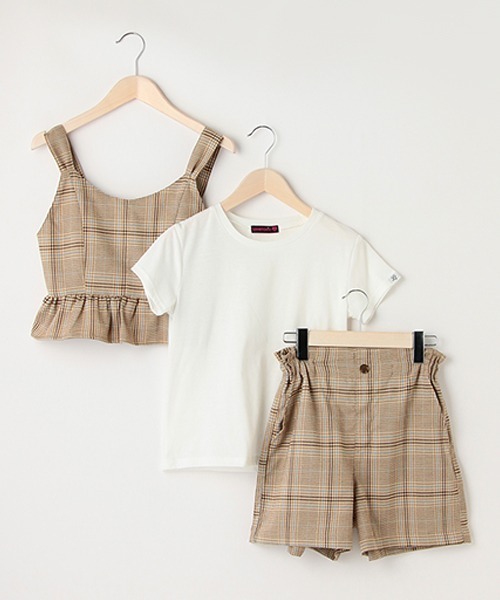 LOVETOXIC（ラブトキシック）の「ビスチェショートパンツ半T3点SET（シャツワンピース・キッズ・ブルー/マルチ/グリーン・L/SS/M/S）」の6枚目の写真