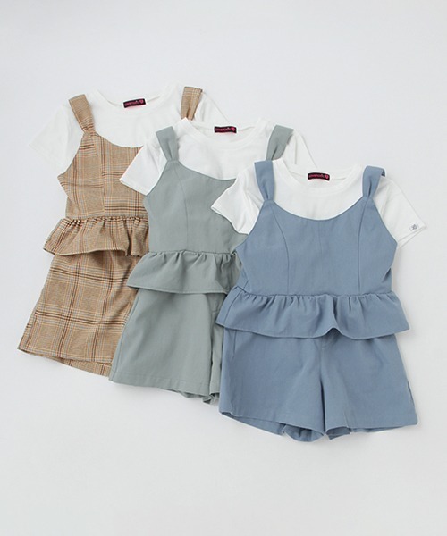 LOVETOXIC（ラブトキシック）の「ビスチェショートパンツ半T3点SET（シャツワンピース・キッズ・ブルー/マルチ/グリーン・L/SS/M/S）」の17枚目の写真