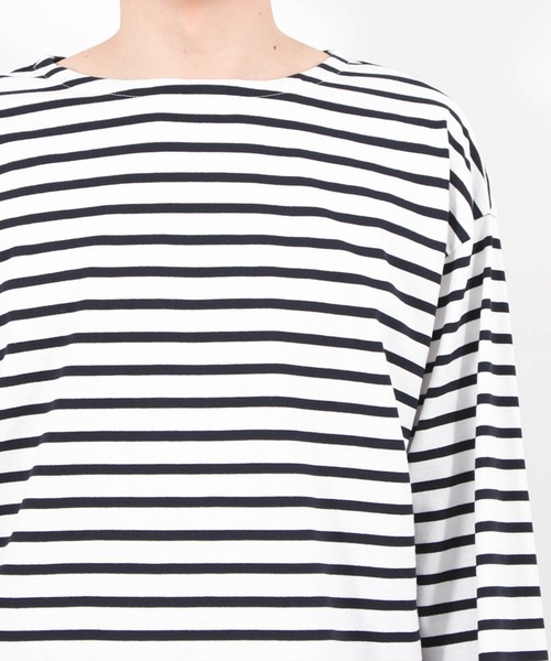NAVY(ネイビー)の「ボーダーボートネックロングスリーブTシャツ(Tシャツ/カットソー・メンズ・ブラウン/ホワイト/ネイビー/チャコール・M/L/XL)」の9枚目の写真