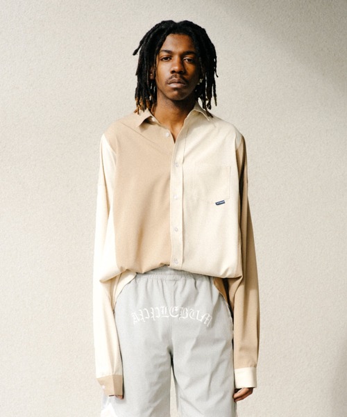 APPLEBUM（アップルバム）の「Switching Shirt（シャツ/ブラウス・メンズ・ベージュ/ネイビー・MEDIUM/LARGE/X-LARGE）」の2枚目の写真