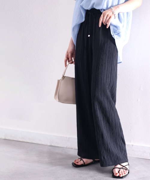 classicalelf（クラシカルエルフ）の「お洒落リラクシー。縦ストライプ柄イージーパンツ（その他パンツ・レディース・アイボリー/ブラック・LARGE/X-LARGE/SMALL/MEDIUM）」の9枚目の写真