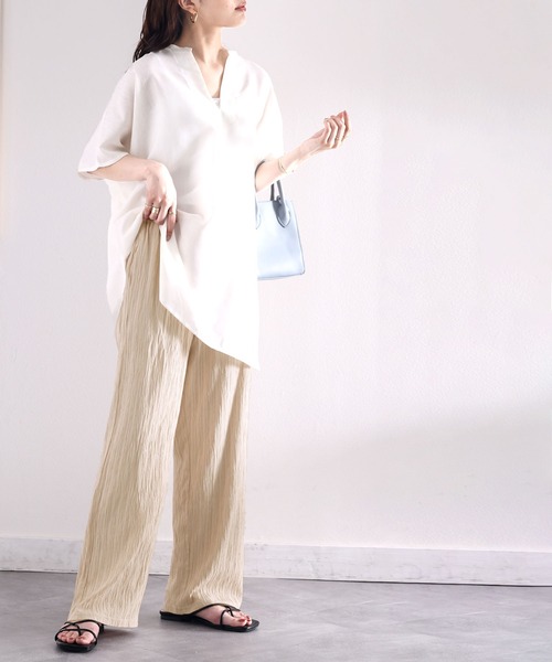 classicalelf（クラシカルエルフ）の「お洒落リラクシー。縦ストライプ柄イージーパンツ（その他パンツ・レディース・アイボリー/ブラック・LARGE/X-LARGE/SMALL/MEDIUM）」の7枚目の写真