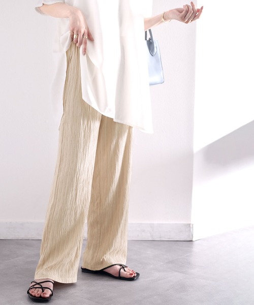 classicalelf（クラシカルエルフ）の「お洒落リラクシー。縦ストライプ柄イージーパンツ（その他パンツ・レディース・アイボリー/ブラック・LARGE/X-LARGE/SMALL/MEDIUM）」の4枚目の写真