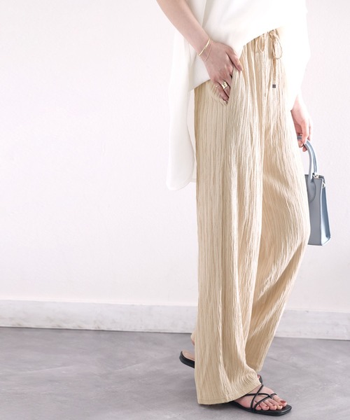 classicalelf（クラシカルエルフ）の「お洒落リラクシー。縦ストライプ柄イージーパンツ（その他パンツ・レディース・アイボリー/ブラック・LARGE/X-LARGE/SMALL/MEDIUM）」の6枚目の写真